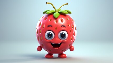 Fototapeta premium Cute Strawberry cartoon character, generative AI