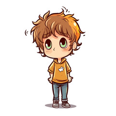 a full body of little child with worry face