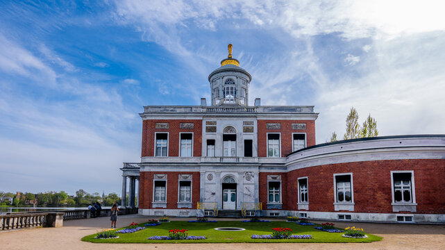 Potsdam, Germany - 01.05.2023:  Marmorpalais (Marble Palace) - former royal summer residence on the shores of the Heiliger See (lake).