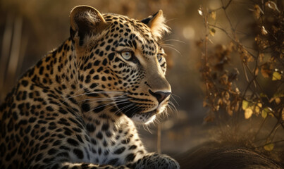 photo of leopard in its natural habitat. Generative AI