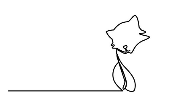 Continuous one line drawing. dog and cat logo. Black and white vector illustration3