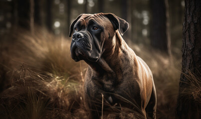 photo of Mastiff outdoors. Generative AI