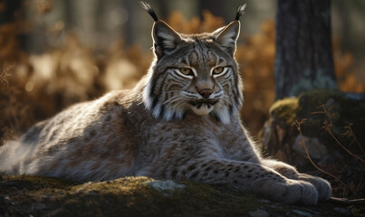 photo of lynx in its natural habitat. Generative AI