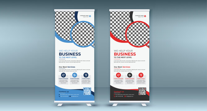 Roll up banner design template, vertical, abstract background, pull up design, modern x-banner, rectangle size. exhibition display, Marketing, Promotion