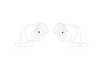 CCTV outline icon. Vector security camera concept symbol in thin line style.Illustration of outline icon for an isolated CCTV camera on a white background.