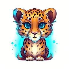 Fototapeta na wymiar Leopard cute character illustration. Generative AI