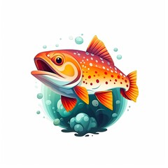 Fototapeta premium Trout cute character illustration. Generative AI