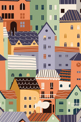 Tiny houses seamless pattern vector illustration. Little cartoon © zaie