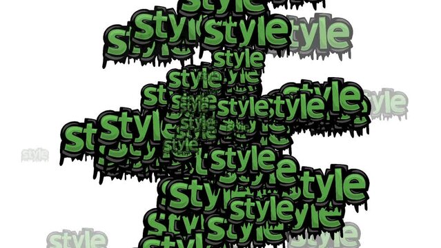 animated video scattered with the words SYTLE on a white background