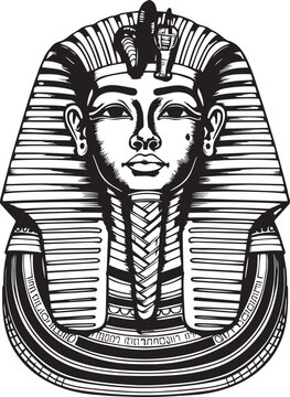 Egyptian king Tutankhamun, Ancient Egyptian mask of the pharaoh Tutankhamun vector illustration, SVG