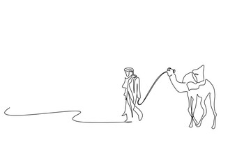 Fototapeta premium arabian desert outside camel walking together