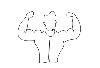 young muscular sportsman successful male posing lifestyle line art