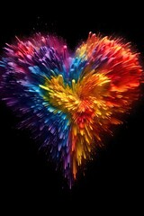 Heart in rainbow colors explodes. Generative AI