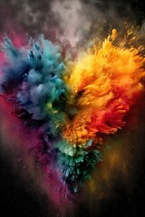 Obraz na płótnie Canvas Heart in rainbow colors explodes. Generative AI