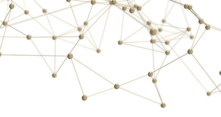 Gene lines and nodes, biological gene structure, 3d rendering.