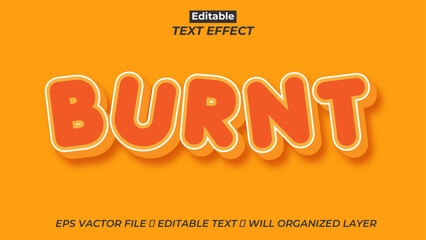 Free vector editable Burnt text effect, 3d text effect	