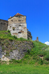 Obraz premium View of Rasnov Citadel - a medieval fortress in the mountains of Transylvania. Romania