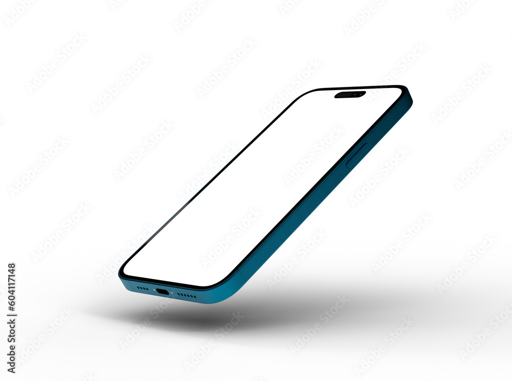 Poster 3d smartphone with blank screen isolated