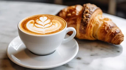 Foto op Plexiglas Cappuccino, Latte, Coffee in a White Background. Generative AI. © Luca
