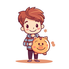 child with piggy bank style 1