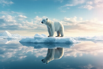 Naklejka na ściany i meble polar bear on a piece of ice
