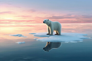 polar bear contemplating global warming from the last of his habitat