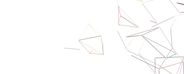 Big data visualization. Network connection structure with chaotic distribution of points and lines. 3D rendering. - PNG transparent