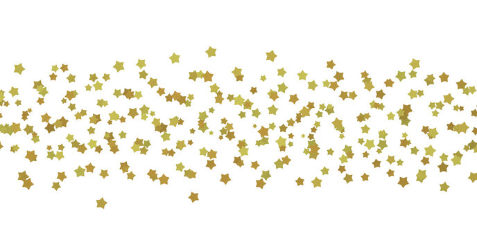 XMAS stars. Confetti celebration, Falling golden abstract decoration for party, birthday celebrate, (PNG transparent)