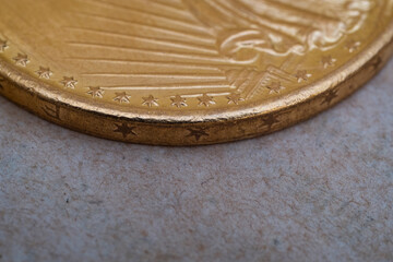 Austrian four ducats on US dollars. Investments in investment coins. The concept of buying gold. investment in gold.