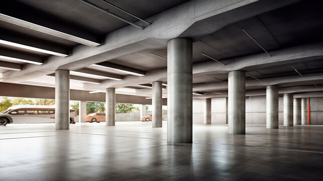 Underground garage or modern car parking. Generative Ai