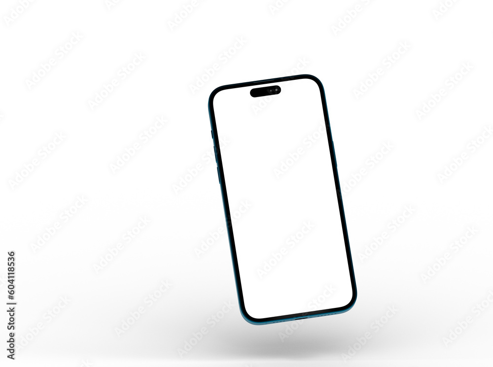 Poster 3d smartphone with blank screen isolated