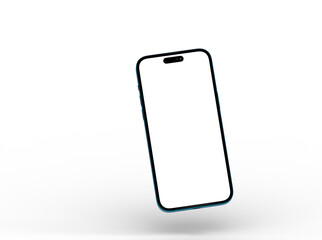3d smartphone with blank screen isolated