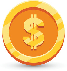 Gold Coin with Dollar Currency Sign