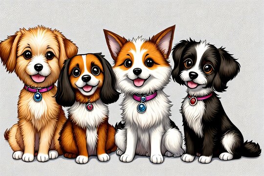 Playful Pups on a Blank Canvas. AI Generated.
