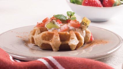 Fresh egg waffles dessert