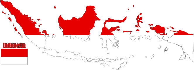 Indonesia Map and Flag