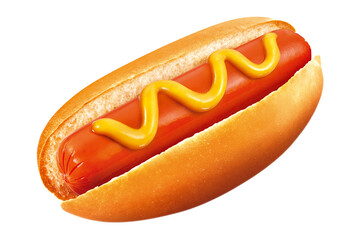 cachorro quente com molho de mostarda isolado em fundo transparente - hot-dog clássico, 