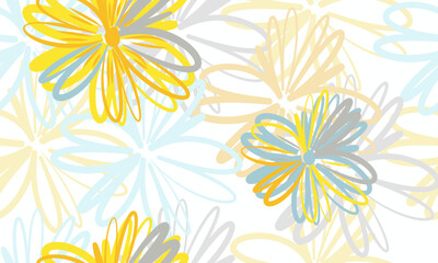 Fototapeta na wymiar Hand drawn modern abstract floral print. Pencil drawing effect.Fashion template for design.