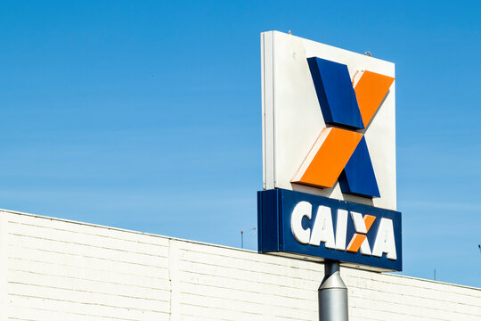 Marilia, Sao Paulo, Brazil, May 14, 2023. Building and logo of bank branch of Caixa Economica Federal ( CEF ). Is a financial institution, in the form of a public company.