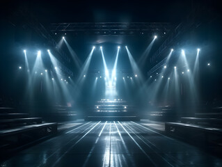 indoor dj event stage with spotlight effect generative ai
