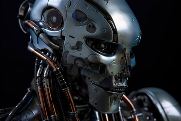 The Futuristic Marvel: A Glimpse into the Human-Like Metallic Robot of Tomorrow, ai generative