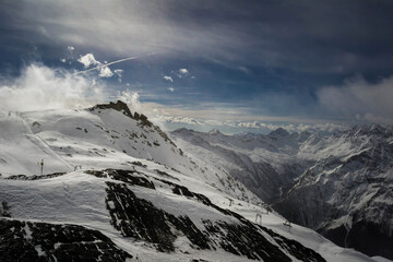landscape from monte moro pass during winter