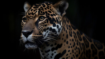Naklejka na ściany i meble Close up of a leopard, Generative AI