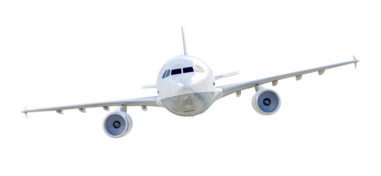 3D rendering of an isolated flying plane ready to use