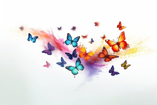 Wings of Wonder. Isolated colorful Butterfly on White Background. Generative AI illustrations.