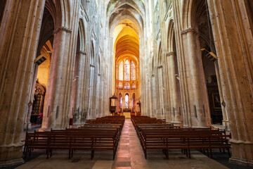 Tours Cathedral interior view, France