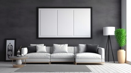 Sleek Elegance: Blank Frame in a Beautiful Modern Concept Room