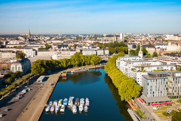 Fototapeta premium Boats on Erdre river, Nantes