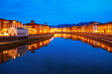 Colorful houses, Arno river waterfront