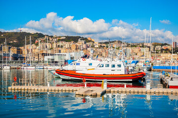 Genoa port landscape in Italy